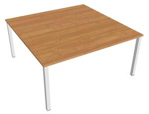 Dvojstůl pracovní rovný 160×160 cm - Hobis Uni USD 1600 Dekor stolové desky: olše, Barva nohou: černá