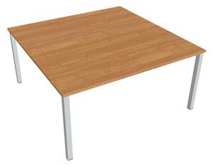 Dvojstůl pracovní rovný 160×160 cm - Hobis Uni USD 1600 Dekor stolové desky: olše, Barva nohou: černá