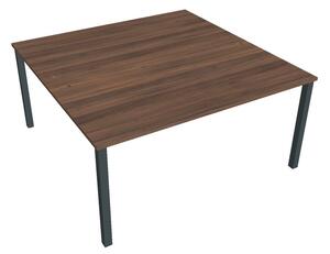 Dvojstůl pracovní rovný 160×160 cm - Hobis Uni USD 1600 Dekor stolové desky: šedá, Barva nohou: bílá
