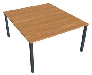 Dvojstůl pracovní rovný 140×160 cm - Hobis Uni USD 1400 Dekor stolové desky: buk, Barva nohou: černá