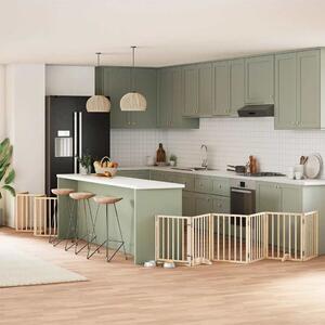 Zábrana pro psy s dvířky skládací 12 panelů 600 cm topol 3155530