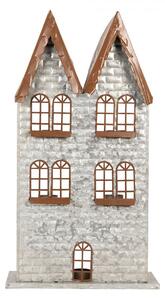 Šedý antik kovový svícen domek na 5 čajových svíček Gian - 30*13*54 cm - Clayre & Eef