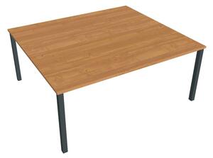 Dvojstůl pracovní rovný 180×160 cm - Hobis Uni USD 1800 Dekor stolové desky: buk, Barva nohou: Stříbrná