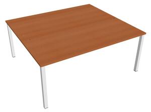 Dvojstůl pracovní rovný 180×160 cm - Hobis Uni USD 1800 Dekor stolové desky: buk, Barva nohou: Stříbrná