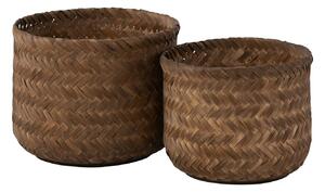 2ks hnědý obal na květináč/košík z bambusu - Ø39*30/ Ø35*26cm - J-Line by Jolipa