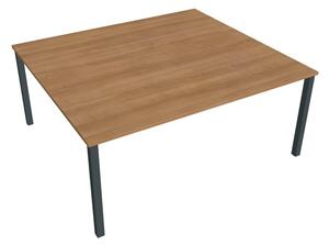 Dvojstůl pracovní rovný 180×160 cm - Hobis Uni USD 1800 Dekor stolové desky: buk, Barva nohou: bílá