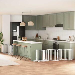 Zábrana pro psy s dvířky skládací 12 panelů bílá 600 cm topol 3155536
