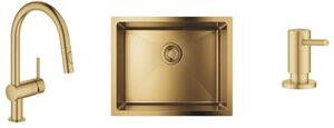 Sada ocelový dřez Grohe K700 31574GN1, kuchyňská baterie Grohe Minta 32321GN2, 40535GN0
