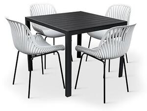 Zahradní jídelní nábytek - stůl Viking M + 4x židle Gaby, šedá NOELA 34570497Z