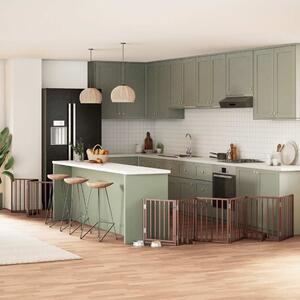 Zábrana pro psy s dvířky skládací 9 panelů hnědá 450 cm topol 3155547