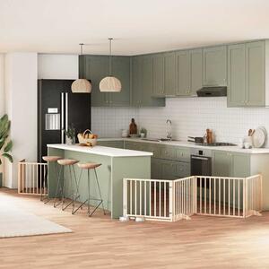 Zábrana pro psy s dvířky skládací 6 panelů 480 cm topol 3155553