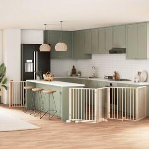 Zábrana pro psy s dvířky skládací 6 panelů 480 cm topol 3155557