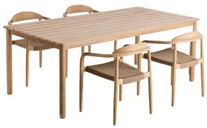 Kave Home Dřevěný zahradní set stolu Sori a čtyř židlí Nina