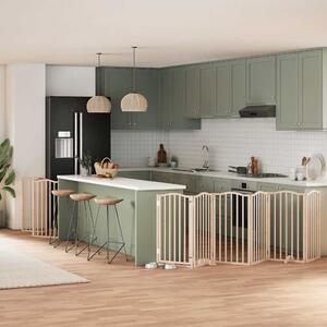 Zábrana pro psy s dvířky skládací 9 panelů 450 cm topol 3155588