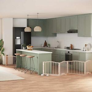 Zábrana pro psy s dvířky skládací 6 panelů 480 cm topol 3155609