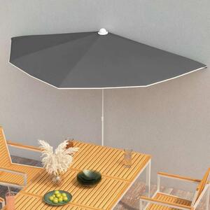 Zahradní půlkruhový slunečník s tyčí 180 x 90 cm antracitový 315561