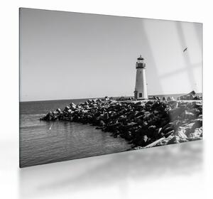 Skleněný obraz - Maják na pobřeží, Santa Cruz, Kalifornie (70x50 cm)