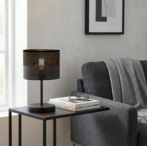 Stolní lampa KARBON LN1 – celočerná, textilní stínidlo, 1× E27, šířka 20 cm