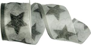 Vánoční stuha organzová BLACK STAR 40mm x 2m (13,-Kč/m)
