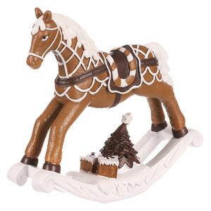 Vánoční dekorace Houpací koník, hnědá, polyresin, 17 cm