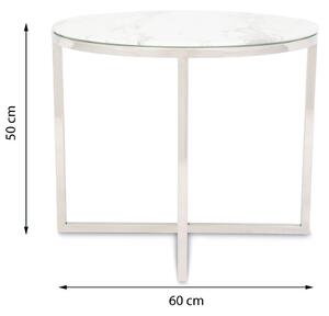 DekorStyle Konferenční stolek VERTIGO SILVER bílý vysoký