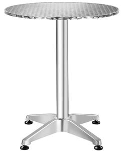 Tectake Hliníkový bistro stůl, průměr 60 cm, skládací, s nastavitelnou výškou - 5,8 cm