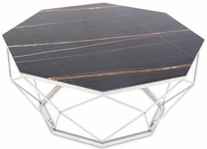 DekorStyle Konferenční stolek VOLARE 100 cm černý/stříbrný