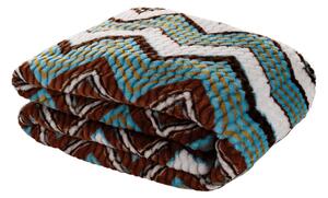 KONDELA Oboustranná beránková deka, bílá, barevný vzor, 200x220, ANATH