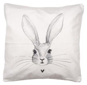 Béžový povlak na polštář s šedým králíčkem Rustic Bunny – 45x45 cm