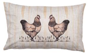 Béžový obdélníkový povlak na polštář se slepičkami Farm Living – 30x50 cm