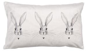 Béžový obdélníkový povlak na polštář s šedými králíčky Rustic Bunny – 30x50 cm