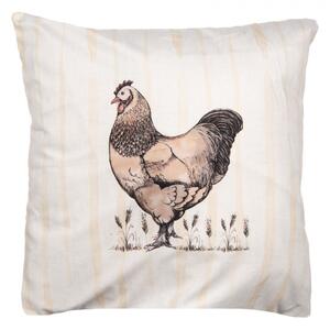 Béžový povlak na polštář se slepičkou Farm Living – 45x45 cm