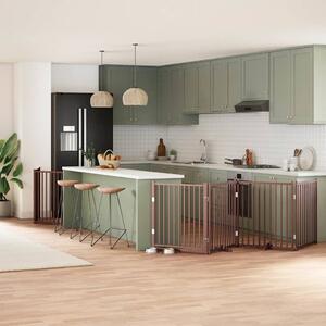 Zábrana pro psy s dvířky skládací 6 panelů hnědá 480 cm topol 3155749