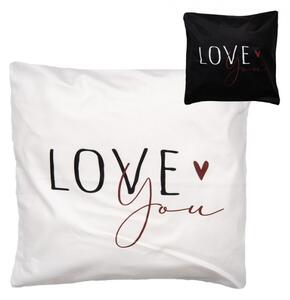 Černo-bílý povlak na polštář s nápisem Love You Happy and Smile – 45x45 cm