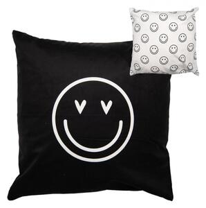 Černo-bílý povlak na polštář se zamilovanými smajlíky Happy and Smile – 45x45 cm