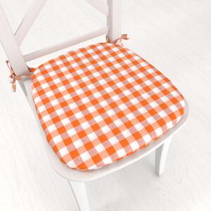 Biante Oblý podsedák Rebeka RE-005 Oranžovo-bílá kostka střední - 39x37x3 cm