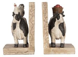 Zarážky na knihy ve tvaru kraviček se slepicí a košíkem – 2 x 17x10x14 cm
