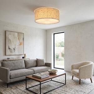 Stropní svítidlo ASTON 3 – černé, hnědá textilní stínidla, korkový detail, 3× E27, šířka 50 cm