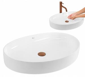 Umyvadlo na desku oválné Rea Joana 65 65,5 cm bílé