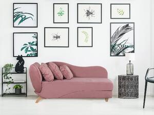 Sametová lenoška s úložným prostorem růžová levostranná MERI