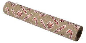 Vánoční béžový běhoun na stůl s motivem Candy Cane – 28x275 cm