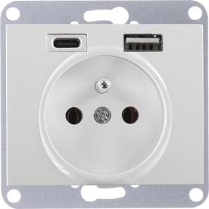 Abex Zásuvka s nabíječkou Onyx - bílá PT-16O/USB/BI
