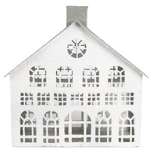 Bílý antik kovový svícen domek Vintage House - 34*16*34 cm - Clayre & Eef