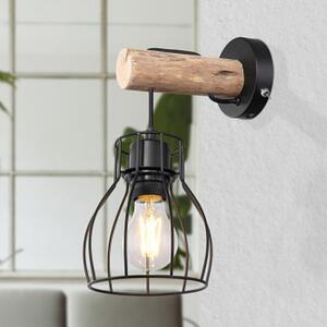 Globo Lighting Mina nástěnné svítidlo 1x40 W černá-dřevo 15326NW