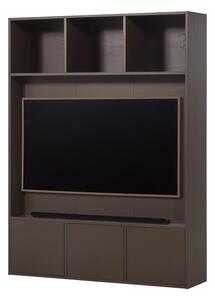Tmavě hnědá TV sestava z borovicového dřeva 160x215x40 cm Meggy – WOOOD