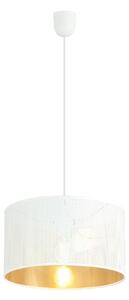 Závěsné svítidlo ASTON 1 – bílé, zlaté textilní stínidlo, 1× E27, šířka 35 cm