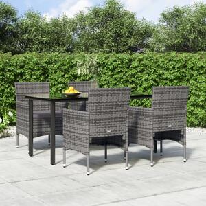 5dílný zahradní jídelní set s poduškami šedý a černý 3156604