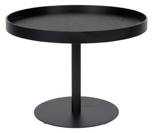 Černý kulatý konferenční stolek s deskou v dubovém dekoru ø 56 cm Yuri M – White Label
