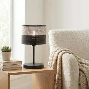 Stolní lampa KARBON LN1 – černá / šedá, textilní stínidlo, 1× E27, šířka 20 cm