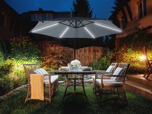 Zahradní deštník LED, ⌀ 285 cm, šedý CORVAL